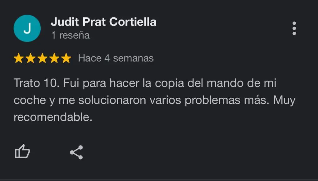 Reseña positiva de Google