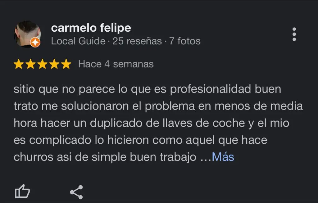 Reseña positiva de Google